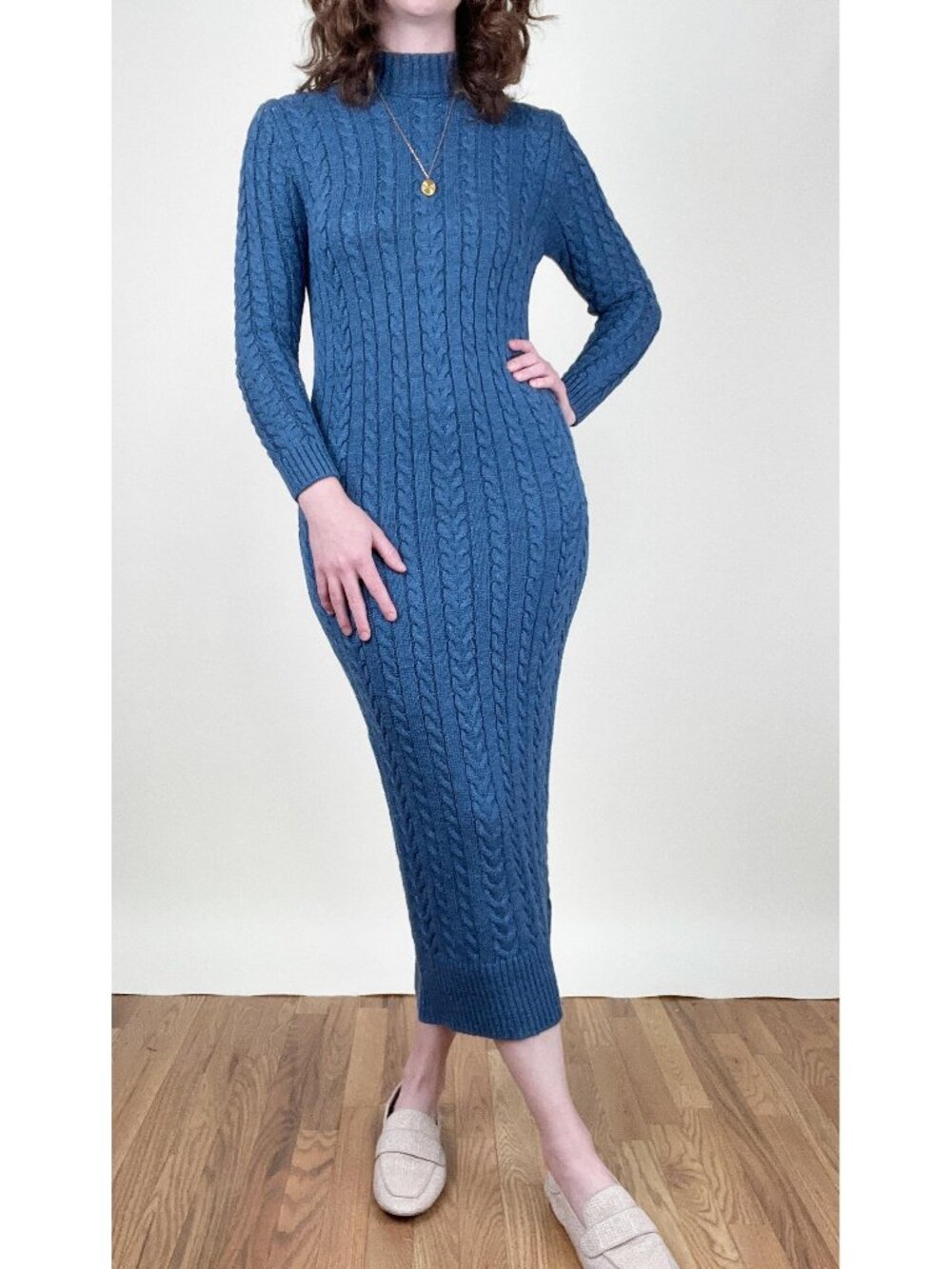 Vintage Cable Knit Maxi Sweater Dress Fitted Bodycon Sexy Fall Winter 90s Y2K
